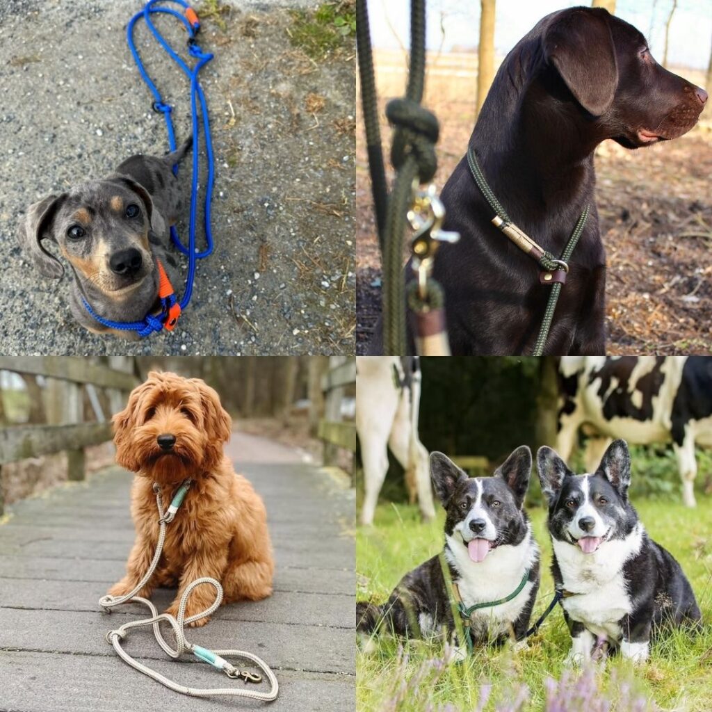 Handsfree jachtlijn gedragen om schouder tijdens wandelen met hond voor alle honden rassen